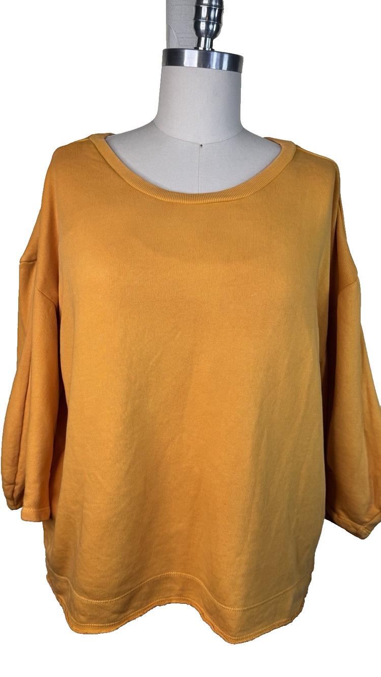 Anthropologie Pleated Puff Short Sleeve Top, Size XL